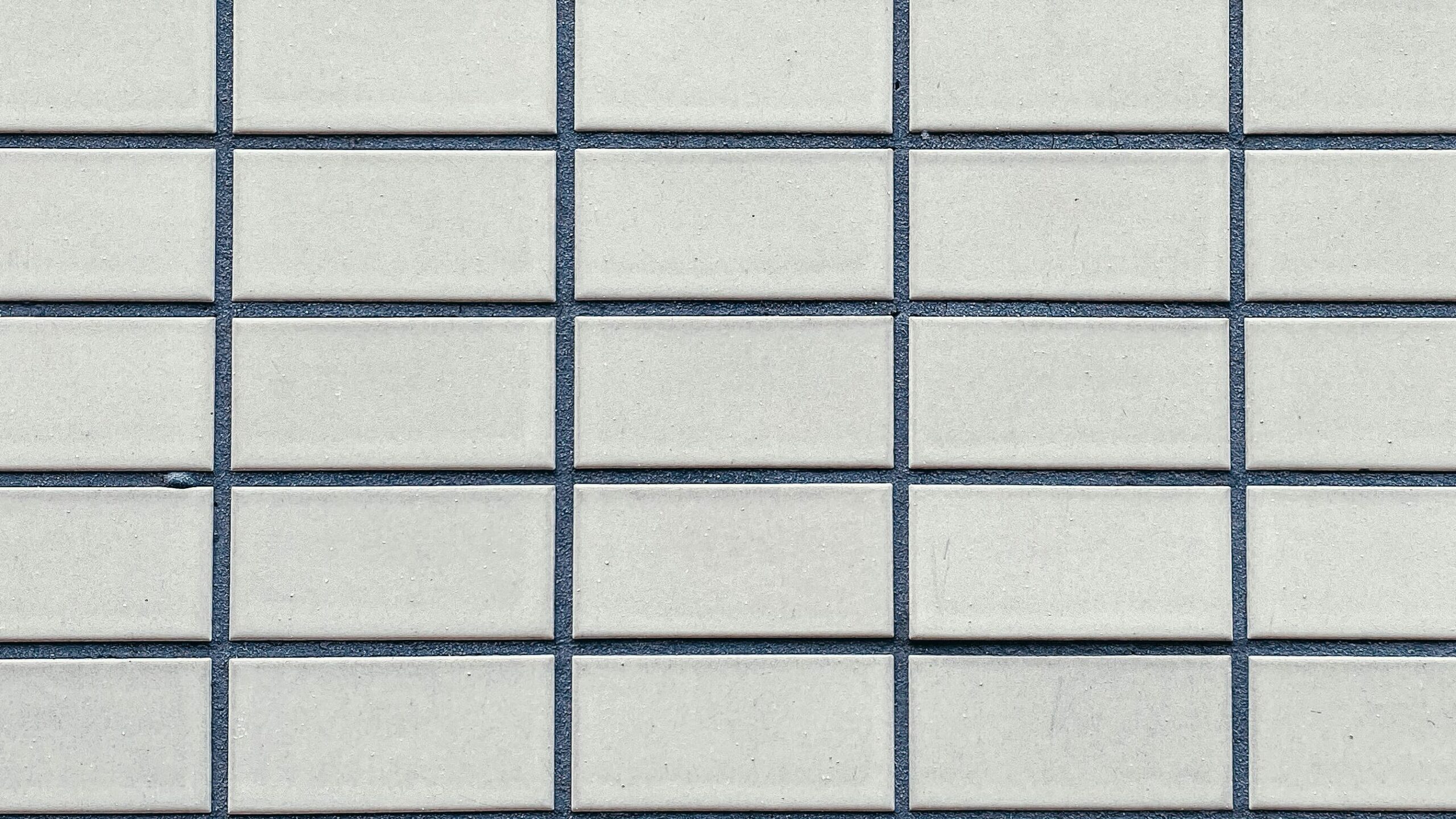 A simple white tile is given more dimension and contrast by using a navy blue grout.  