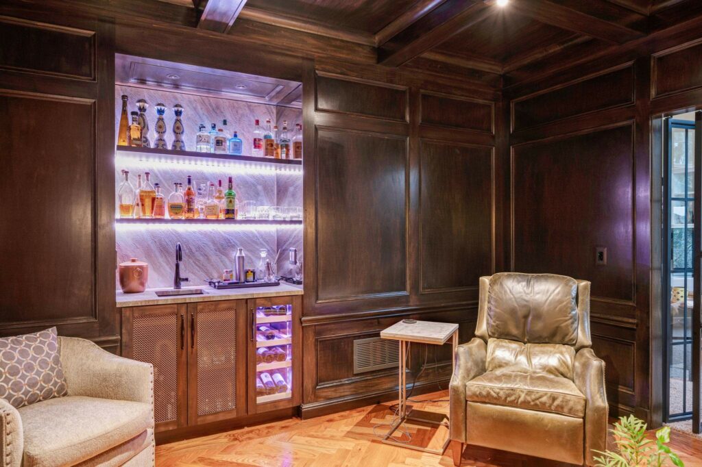 Sterncrest Moreland Hills Hideaway Remodel cabinet of liquor