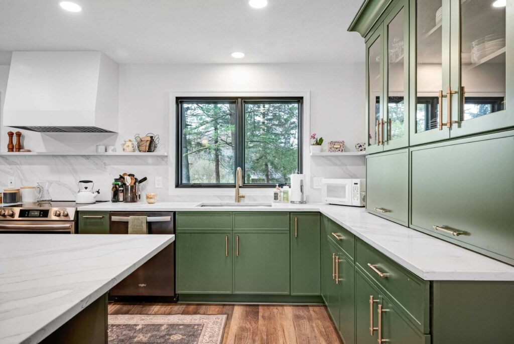 green kitchen cabinet remodel cleveland