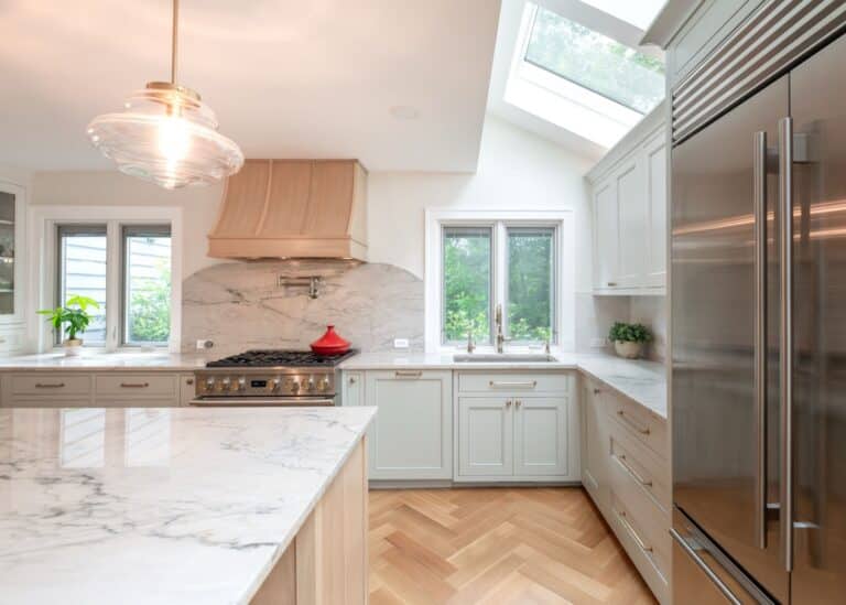 Beachwood OH home remodel kitchen modern white oak cabinets