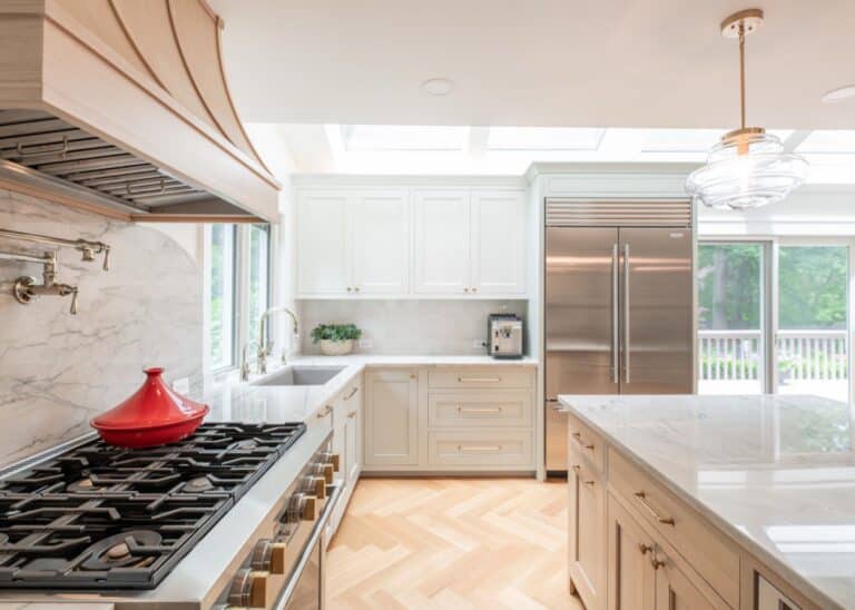 Beachwood OH home remodel kitchen modern white oak cabinets