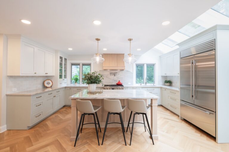 Beachwood OH home remodel kitchen modern white oak cabinets