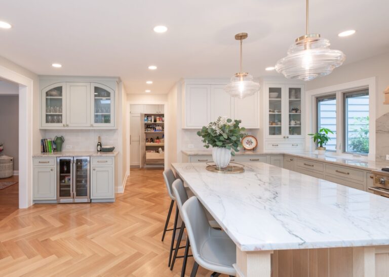 Beachwood OH home remodel kitchen modern white oak cabinets